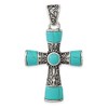 Jewels By Lux Sterling Silver Synthetic Turquoise Antiqued Cross Pendant