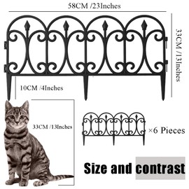 Ouliget Plastic Outdoor Garden Picket Fence,Garden Edging Decorative Border,Decorative Fence,6 PCS.