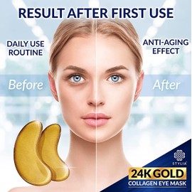 Under Eye Patches For Puffy Eyes 24k Gold Eye Mask Dark Circles And Puffiness Collagen Eye Gel Pads Moisturizing & Reducing Wrinkles Anti-Aging Hyaluronic Acid - 30 Pairs