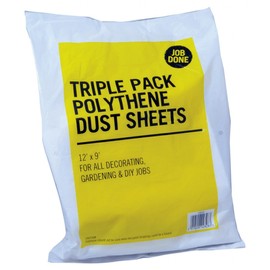 Triple Pack Polythene Dust Sheets 12' x 9' - for All Decorating, Gardening & DIY Jobs
