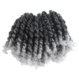 4 Inch Passion Twist Hair Pre-twisted 8 Packs Pre-looped Ombre Gray Crochet Passion Twist Crochet Hair Short Braids (TGrey)