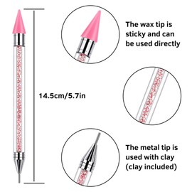 3 Pack Rhinestone Picker Tool Dotting Pen with 3 Wax Tips, Wax Pencil for Rhinestones with Tray, Diamond Pickup Tool Gem Jewel Applicator, Rhinestone Tool for Crafting Bedazzling DIY Nail Art