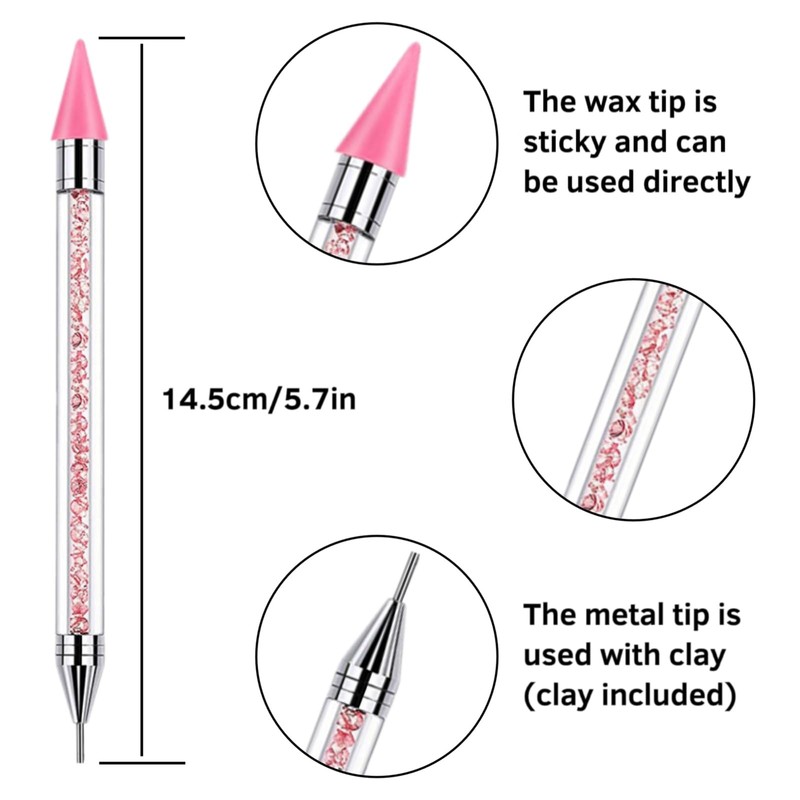 3 Pack Rhinestone Picker Tool Dotting Pen with 3 Wax