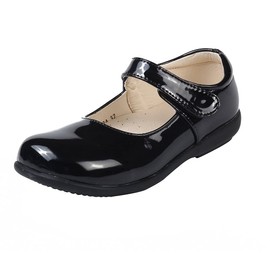 MK MATT KEELY Girls' Leisure Flat School Uniform Leather Shoes Mary Jane Princess Shoes Black 2 Little Kid