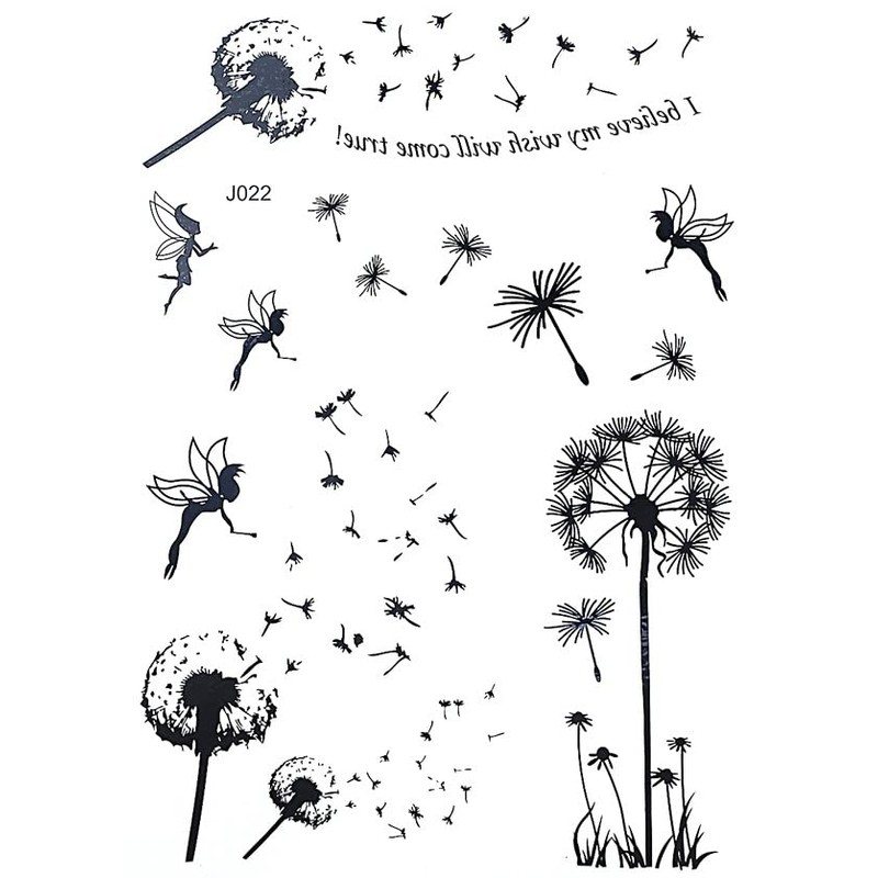 BJ022 024 Butterfly Tattoos Temporary Tattoo Dandelion Tattoos 2 Sheets