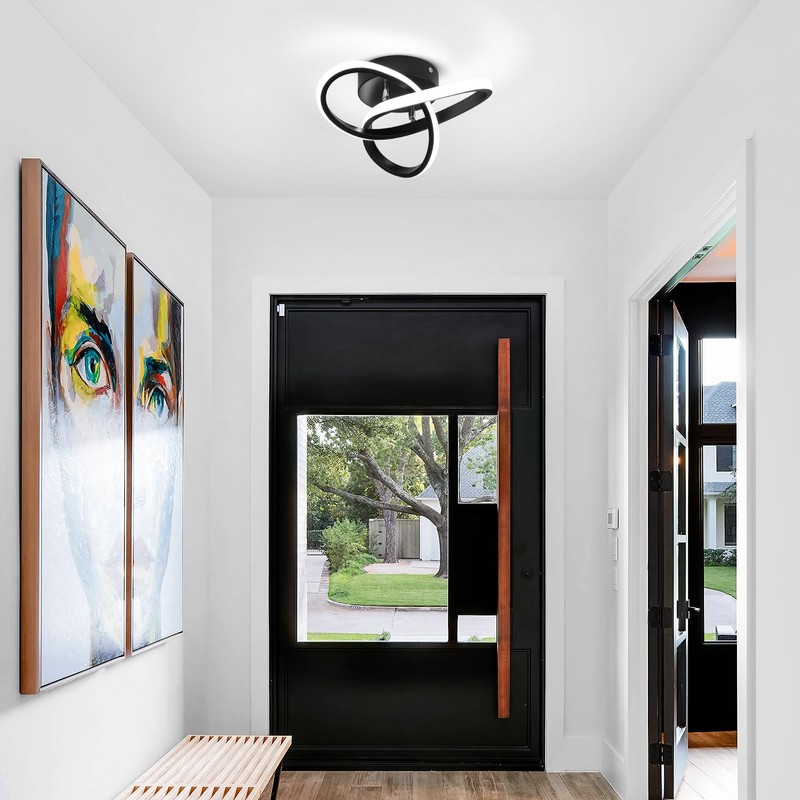CANEOE Black Modern Ceiling Light Fixtures 6000K Semi Flush Mount