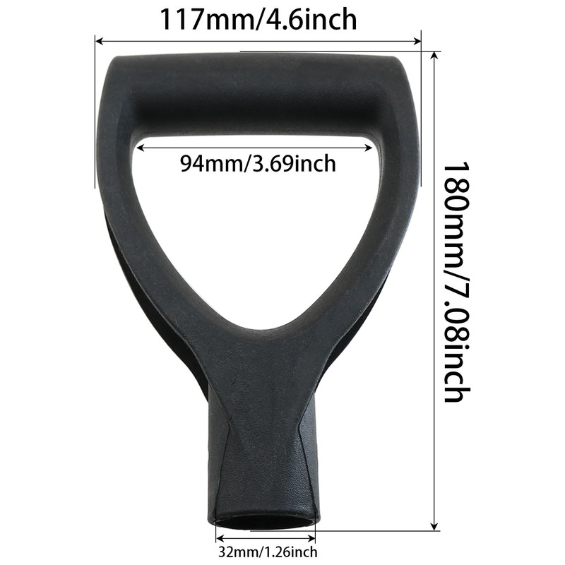 heyous Inside Diameter 32mm D Shovel Handle Black PP Plastic