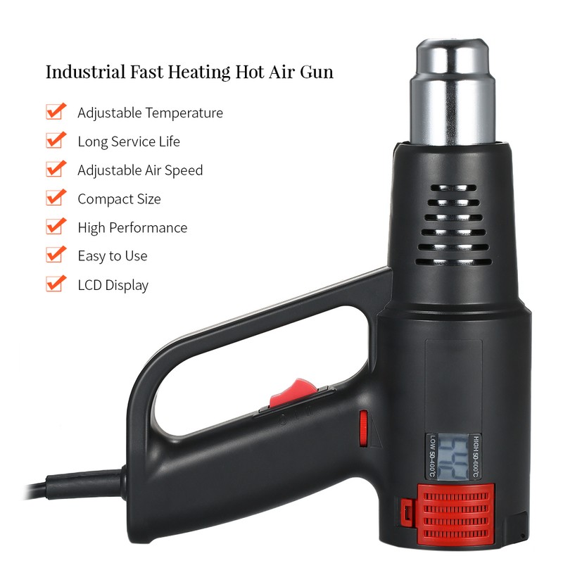 Geevorks 2000W Industrial Fast Heating Hot Air Gun LCD Digital
