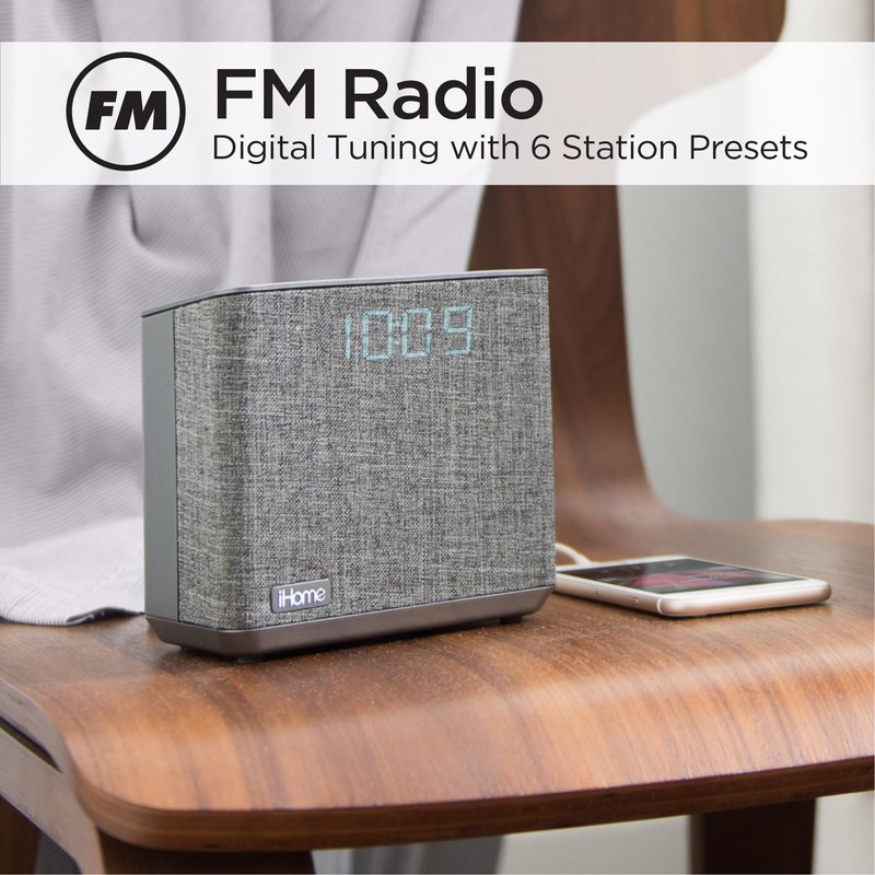 iHome iBT232 Bluetooth Dual Alarm FM Clock Radio with Speakerphone
