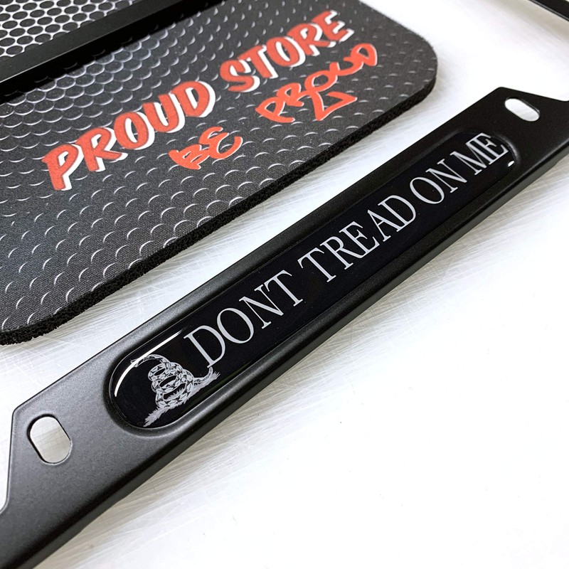 Generic Dont Tread ON ME Flag Domed Black License Plate