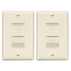 LIDER Dimmer Switch for Dimmable 200W LED/CFL Lights, Single Pole, 120 V, Modern Upgrade, UL Listed, Wall Plate Included, Light Almond, 2 Pack