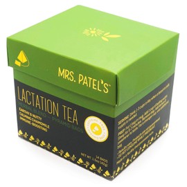 Mrs. Patel's Lactation Tea, Herbal Blend, Mild & Soothing, For Breastfeeding and Pumping Moms, Drink Iced or Hot, Caffeine Free, Gluten Free, Dairy Free, Fenugreek Free (14 small tea bags)