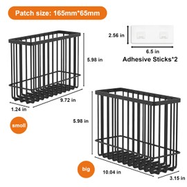 2 Pack Cabinet Door Organizer, Foil and Plastic Wrap Organizer, Wall Mounted Kitchen Organizers and Storage Wire Basket, Pantry Door Organizers and Storage Kitchen Wrap Organizer, Black