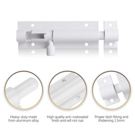 Door Lock Bolts Security Slide Latch Lock Barrel Bolt Strong Stainless Steel Matte for Bathroom, Bedroom, Gates, Shed, Garden - Door Latch Slide Bolts Lock with Screws(1pcs,White)
