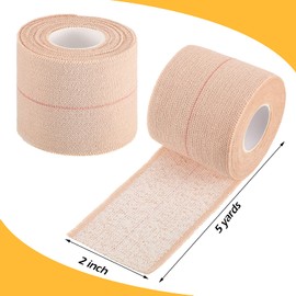 Nuanchu 2 Rolls Adhesive Elastic Tape Bandage Tape Wrap Flexible Stretch Bandages for Sports Ankle, Knee and Wrist Sprains(Beige,2 Inch Wide)