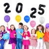 TONIFUL 2025 Black Foil Number Balloons 16 Inch Black 2025