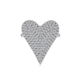 Sparkling Rhinestone Love Heart Promise Ring for Women Crystal CZ Heart Open Statement Ring Engagement Wedding Ring Band Dainty Jewelry Gifts