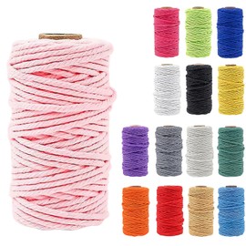 15 Rolls of Macrame Yarn, 3 mm x 30 m, Colourful Macrame Cord, Coloured Macrame Rope, 4-Way Twisted Cotton Rope, Cotton Cord for DIY Crafts, Knitting, Boho Decoration, Wall Hanging