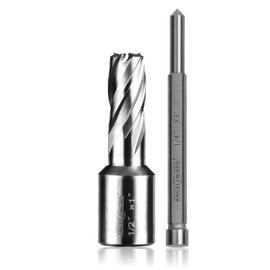 ANGELSWORD HSS Annular Cutter Diameter 1/2", Cutting Depth 1" M2 High Speed Steel, Mag Drill Bits Kit for Magnetic Drill Press, with One 1/4"*3" Pilot Pin