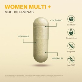 Vitaminas Mujer con Colageno Hidrolizado, Acido Folico VITAL BOTANICS | 200 Cápsulas de 500mg, Biotina, Complejo B, Zinc, Calcio y Vitamina D, 6 Meses