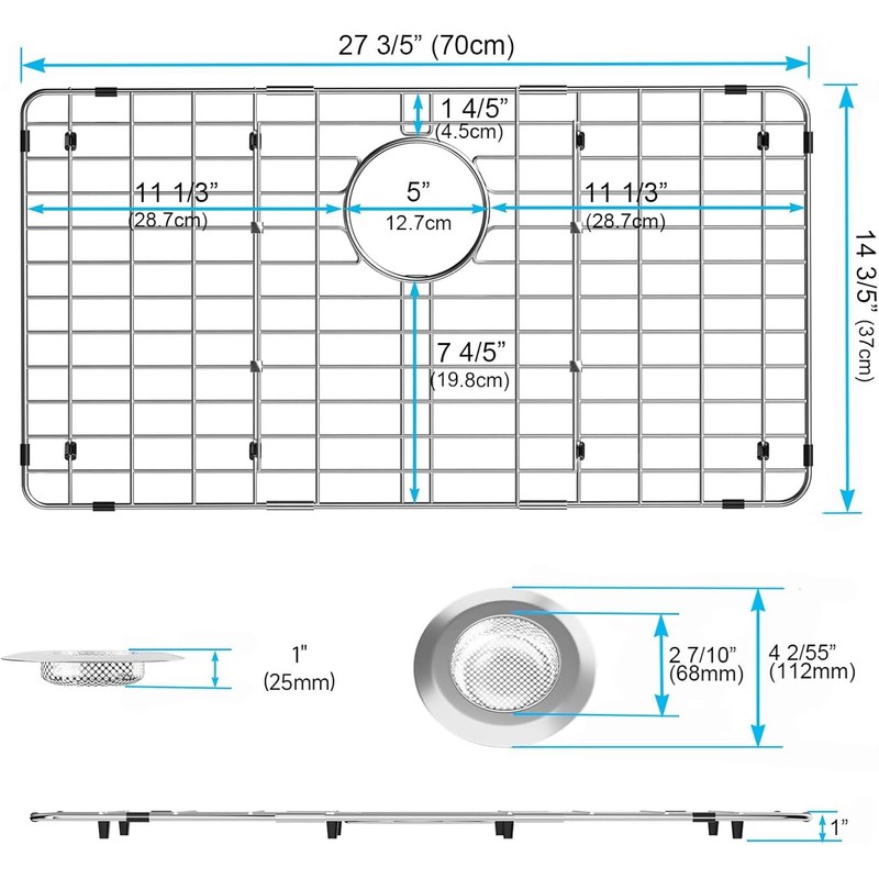 ARCCI 27-9/16" x 14-9/16" Kitchen Sink Grid and Sink Protectors,