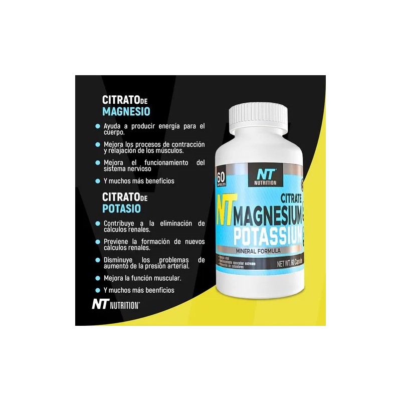 Citrato Magnesio Potasio 500 Por Porcion Cap Nutrition Sports Sabor