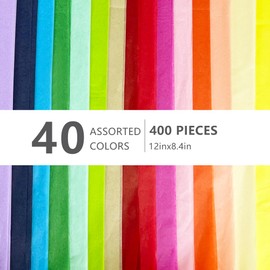 400 Sheets 40 Colorful Tissue Paper 12" x 8.4" Bulk Wrapping Paper for Gift Wrapping and Crafts