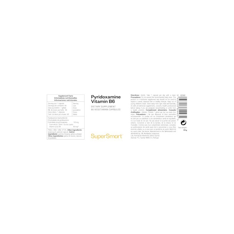 Pyridoxamine - Natural Form of Vitamin B6 - Gluten-Free -