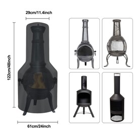 Tonhui Chimenea Cover,Waterproof,Windproof, Oxford Fabric Outdoor Garden Patio Heater Black Cover 122 x 29 ×61cm