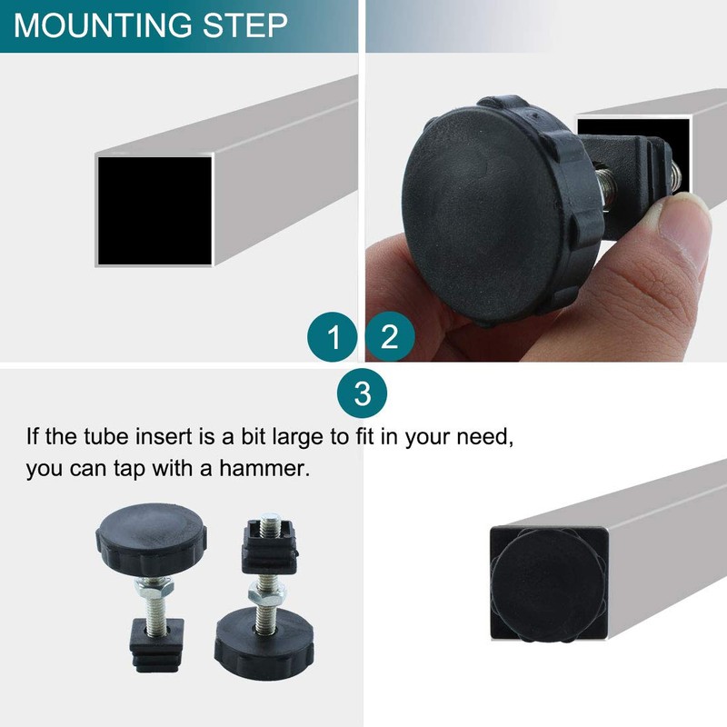 sourcingmap Adjustable Leveling Feet 20 x 20mm Square Inserts Furniture
