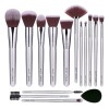 Mist Jewel Brochas De Maquillaje 14 Piezas Plateadas Pelo Sintetico