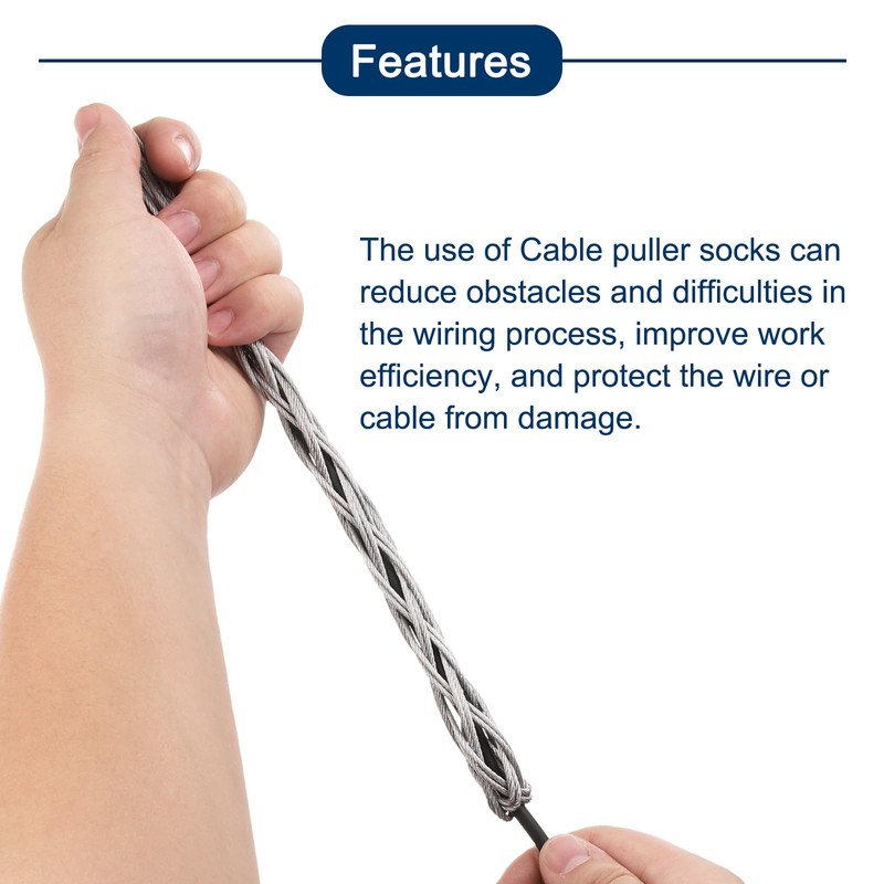 sourcing map 18-25mm OD Cable Pulling Socks Grip 0.7m Wrap-Type