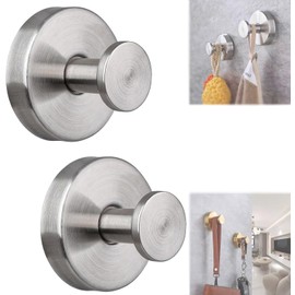 Nocessary Suction Cup Hooks for Shower, Upgrade No-Drill Stainless Steel Waterproof Suction Cup，Wall-Mounted Strong Hooks for Kitchen Wall, Glass, Mirror, Tile, Hanging Towels Robes