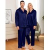 SWOMOG Men Pajamas Matching Pajamas Set Silk Satin Women Pj