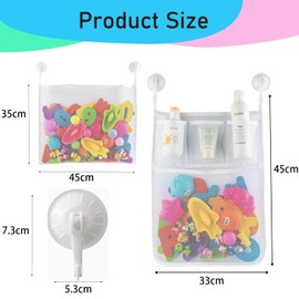 AUMA Bath Toy Storage -Bath Toy Organiser Mesh Bath Toy Organiser Durable Design + 2 Extra Strong Suction Cups Large Storage/Bag/Holder for Toys