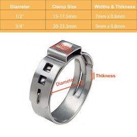 MyyYiTar 1/2" PEX Cinch Clamp Rings Stainless Steel Pipe Clips for Sealing Polyethylene Tubing Hose Fitting Leaking Free Connection, 50 PCS