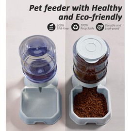 Pet Feeder and Water Food Dispenser Automatic for Dogs Cats, 100% BPA-Free, Gravity Refill, Easily Clean, Self Feeding for Small Large Pets Puppy Kitten Rabbit Bunny