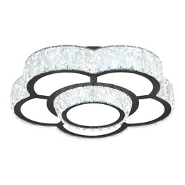 WOSOHYUN Modern Flower Crystal Ceiling Light 20 inch Embedded Black Luxury luminaire Living Room Bedroom Dining Room Controlled Color Temperature