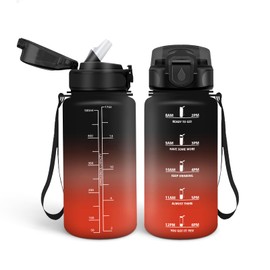 HoneyHolly Water Bottle 500 ml, Leak-Proof, BPA-Free, Motivational with Time Marking, Water Bottle with Straw, Sports Water Bottle for Children, Bicycle, Fitness, School, Office