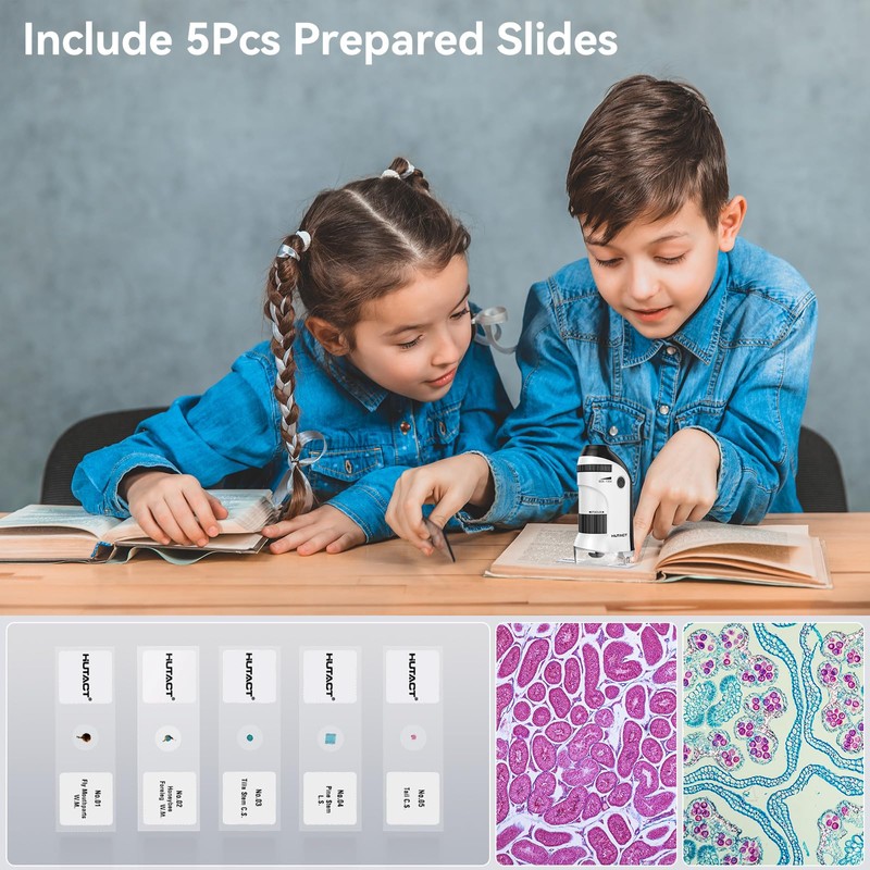 Pocket Microscope for Kids Portable Miniscope: 60-135X Mini Microscope with
