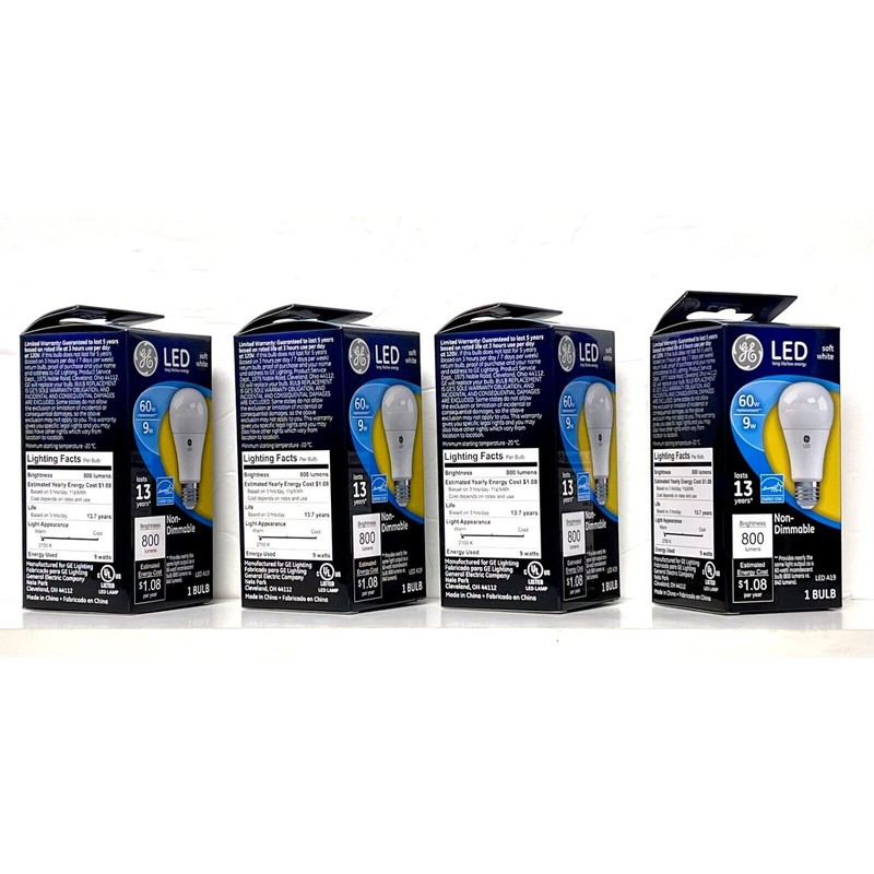 GE 61962 8PK Individual Pack 9W Soft White A19 Shape