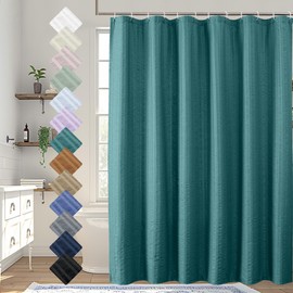 Aiyufeng Turquoise Shower Curtain for Bathroom, Embossed Textured Fabric Shower Curtain for Bathroom - Soft Cloth & Hotel Spa, Machine Washable, 72X72, Turquoise