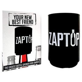 Zaptop Beer Bottle Opener Magnetic Bottle Opener With Cap Catcher - Automatic Bottle Cap Opener - Pop Top Push Down Beer Opener - No Bend or Damage To Caps - Opens Bottles Instantly - Black