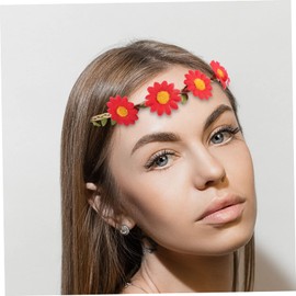 Gatuida 5pcs Sunflower Wreath Hair Bands for Women Flower Headpieces for Weddings Parties Festivals Realistic Floral Headbands Red Pink Lightweight Hair Accessories