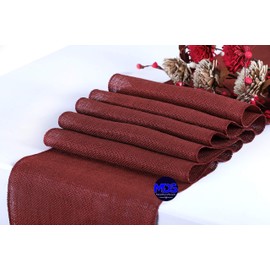 MDS 5 PCS 100% Natural Burlap Table Runners 12 x 108 Inch, Rustic Farmhouse Jute Country Vintage Boho Jute Burlap Roll for Wedding Home Indoor Outdoor Party Dinning Table Decoration - Maroon