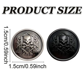 Mingchen Metal Skull Buttons for Blazer Sweaters Men and Women (Black/Antique Silver Mixed Colour 20 Pieces Per Set) Two Sizes 0.98/0.59 Inches (0.59 inches)
