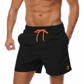 JustSun Men's Swimming Shorts with Mesh, Quick-Drying Board Shorts - black, size: l
