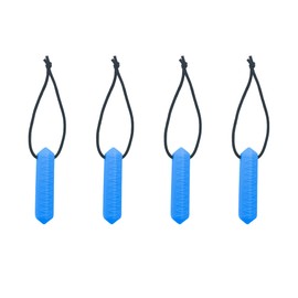 Sensory Oojamabobs - Zip chew Toggles 1/2/4/8 Pack - Autism ADHD Chewy Jewellery - stimming Anxiety aid - Blue (4)
