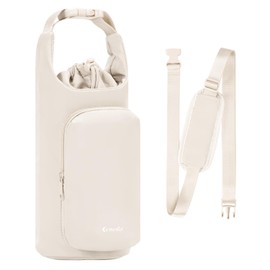 Ceneda Water Bottle Carrier Bag with Phone Pocket 32oz 40oz Tumbler Insulated Water Bottle Holder with Adjustable Shoulder Strap Carrier Sling Bag (Beige)