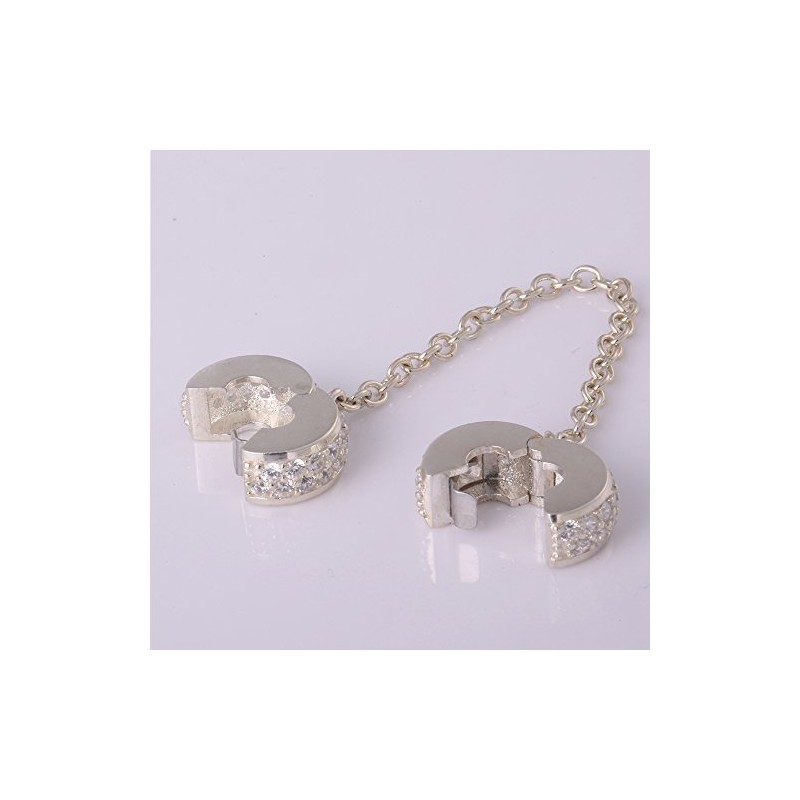 Clips cadena de seguridad Charms 925 broche de plata de